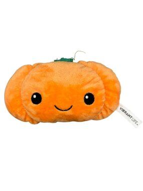 Vibrant Life Plush Orange Pumpkin Dog Toy squeaker soft 6.5" READ